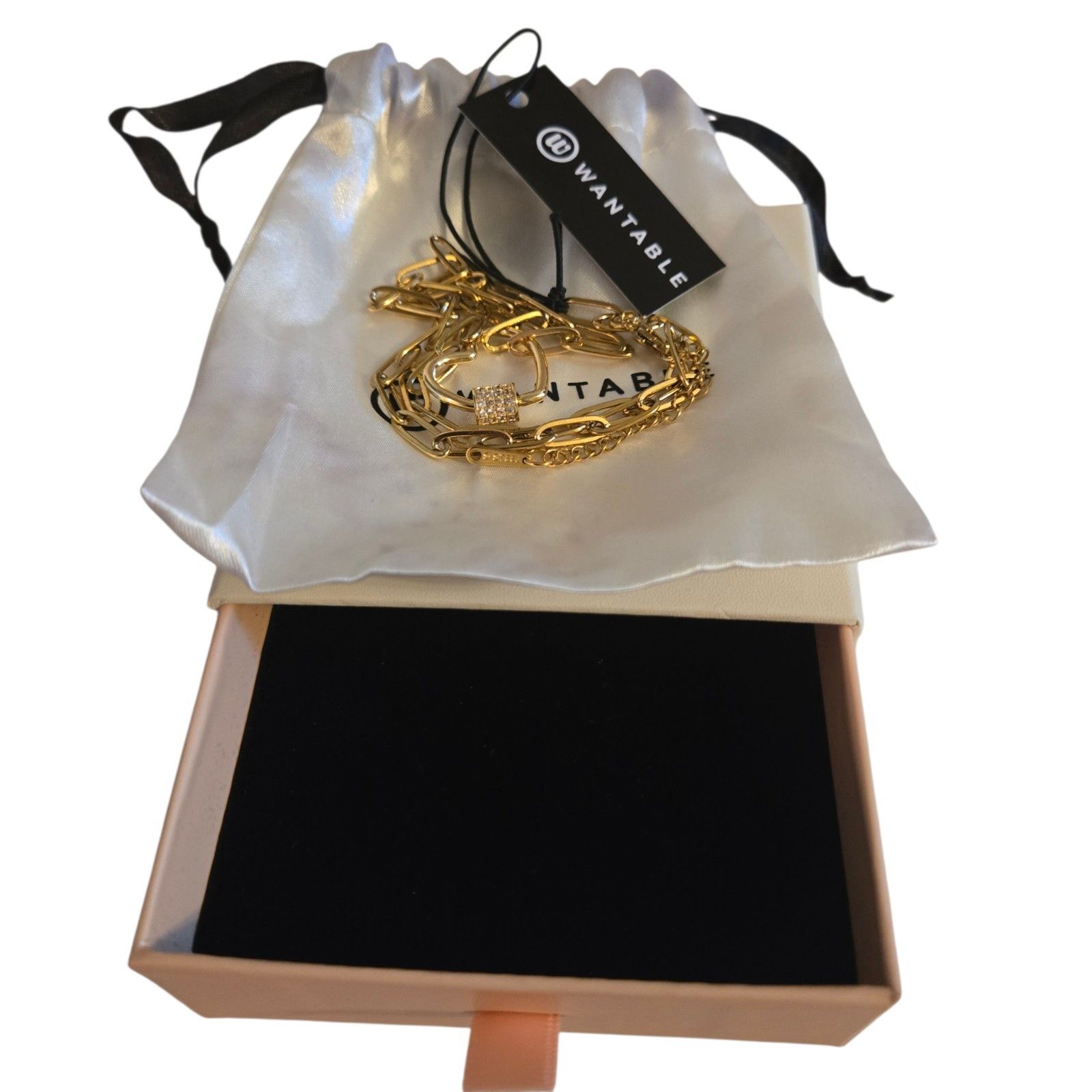 Wantable Heart Necklace Paperclip Chain Link 18k Gold Plated New With Box — image 4 of 5